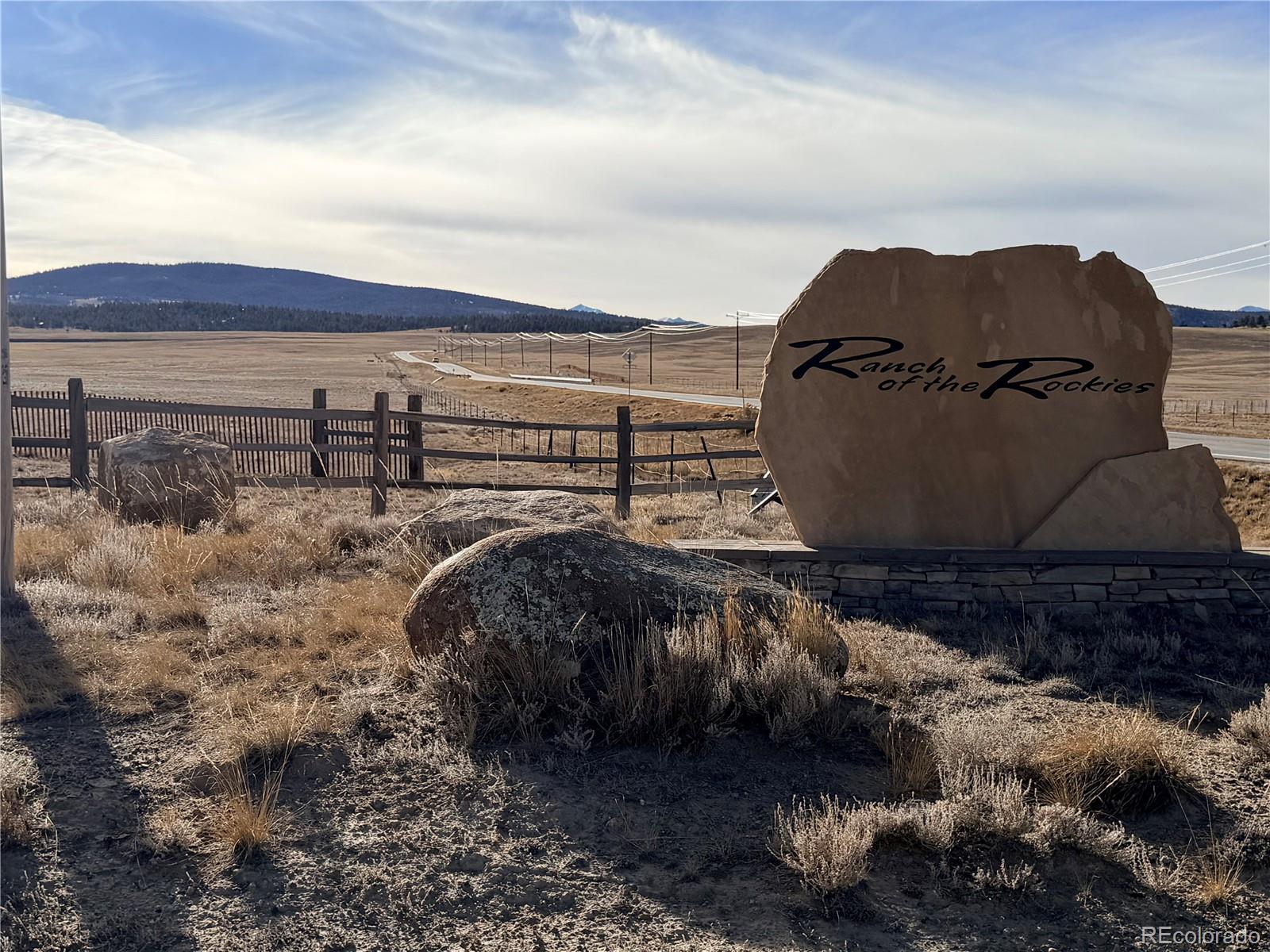 a view of a dry yard with wooden fence