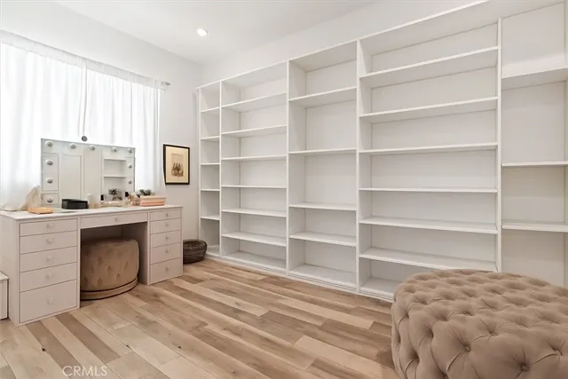 a room with cabinets and window