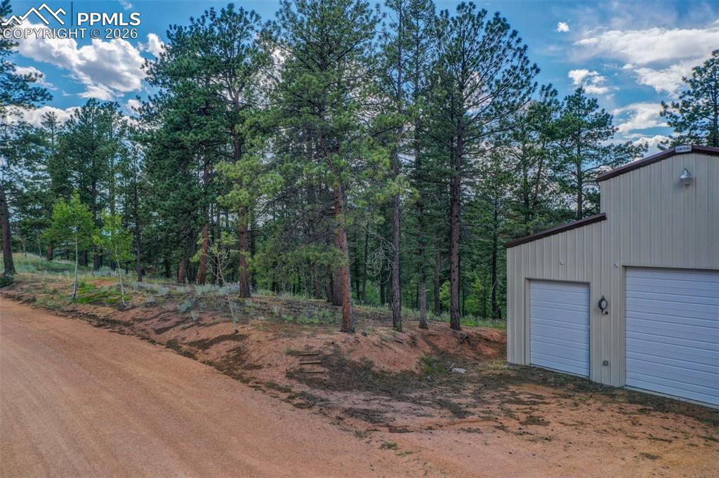 449 Woody Creek Road Divide, CO 80814 - Photo 18 of 20 a view of a barn with large trees plants and large trees