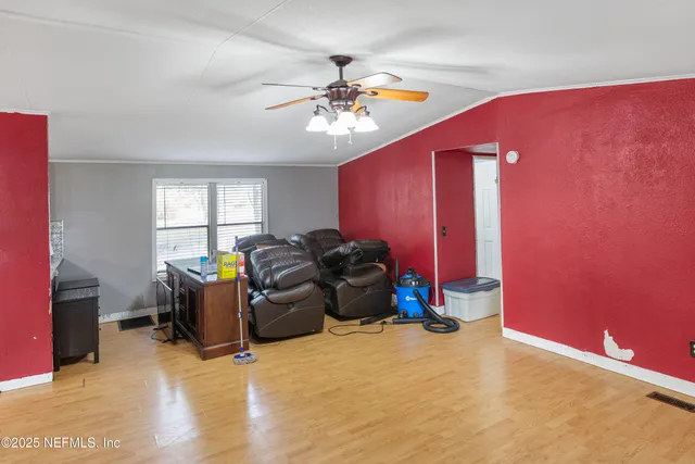 a living room with furniture