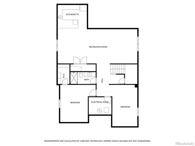 a picture of a room with a white wall and a refrigerator