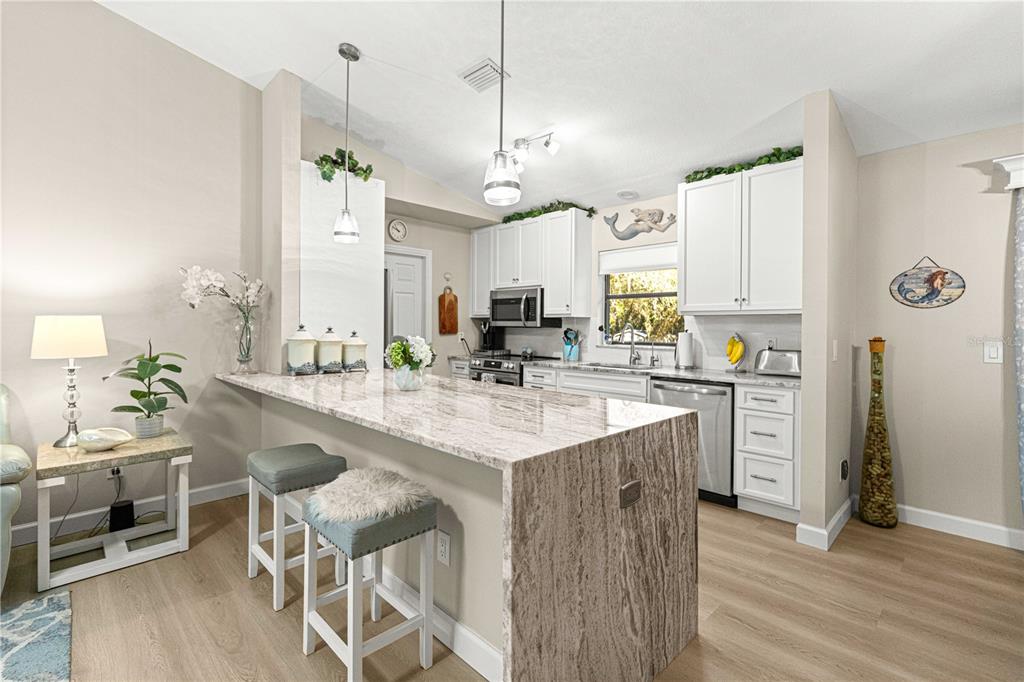 1155 East Bismark Street Hernando, FL 34442 - Photo 4 of 52 a kitchen with kitchen island granite countertop a sink cabinets and wooden floor