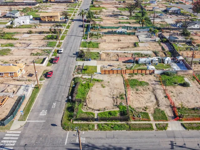 an aerial view of a flower garden