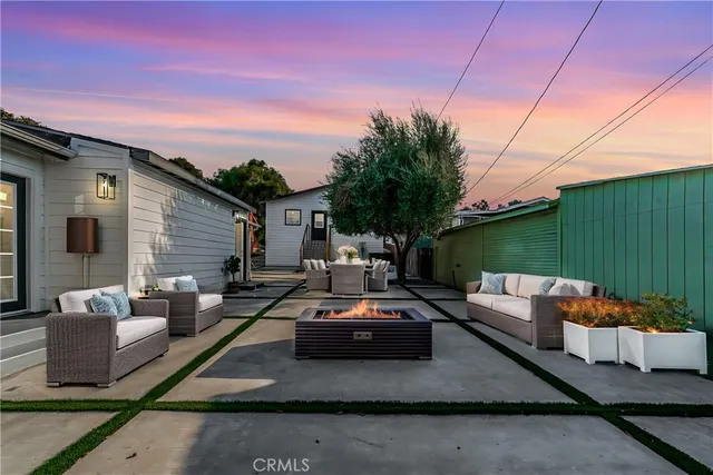 a front view of a house with patio