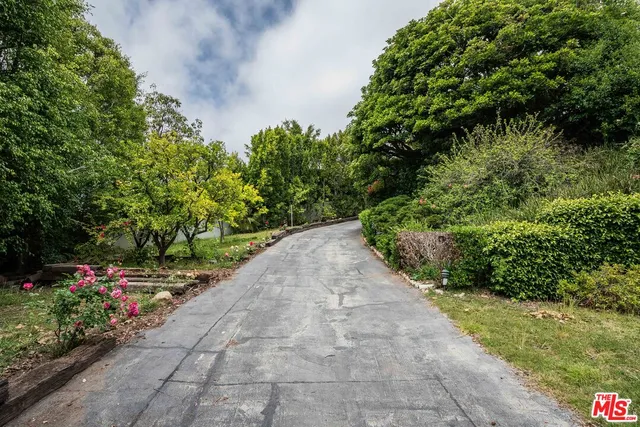 a view of a pathway both side of yard