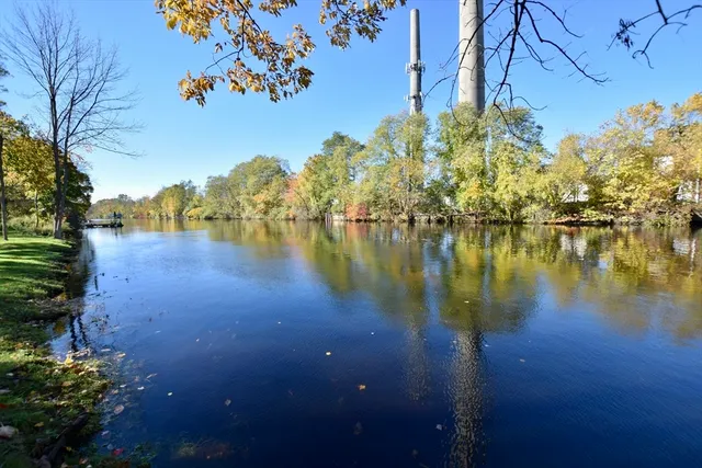 a view of a lake with houses