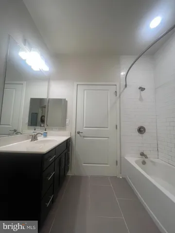 a bathroom with a bathtub