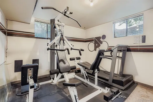 a room with gym equipment