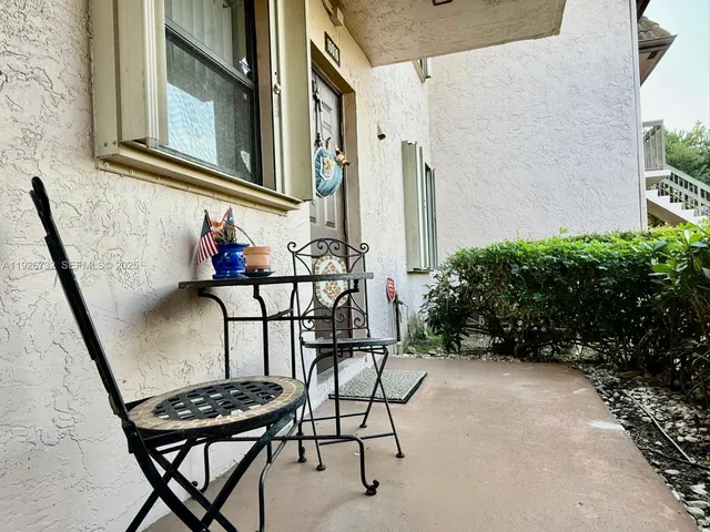 a view of an outdoor seating area