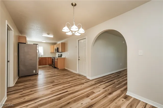 a view of a livingroom with a chandelier