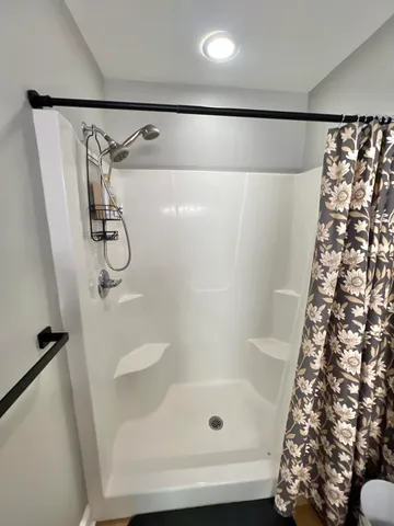 a bathroom with a shower