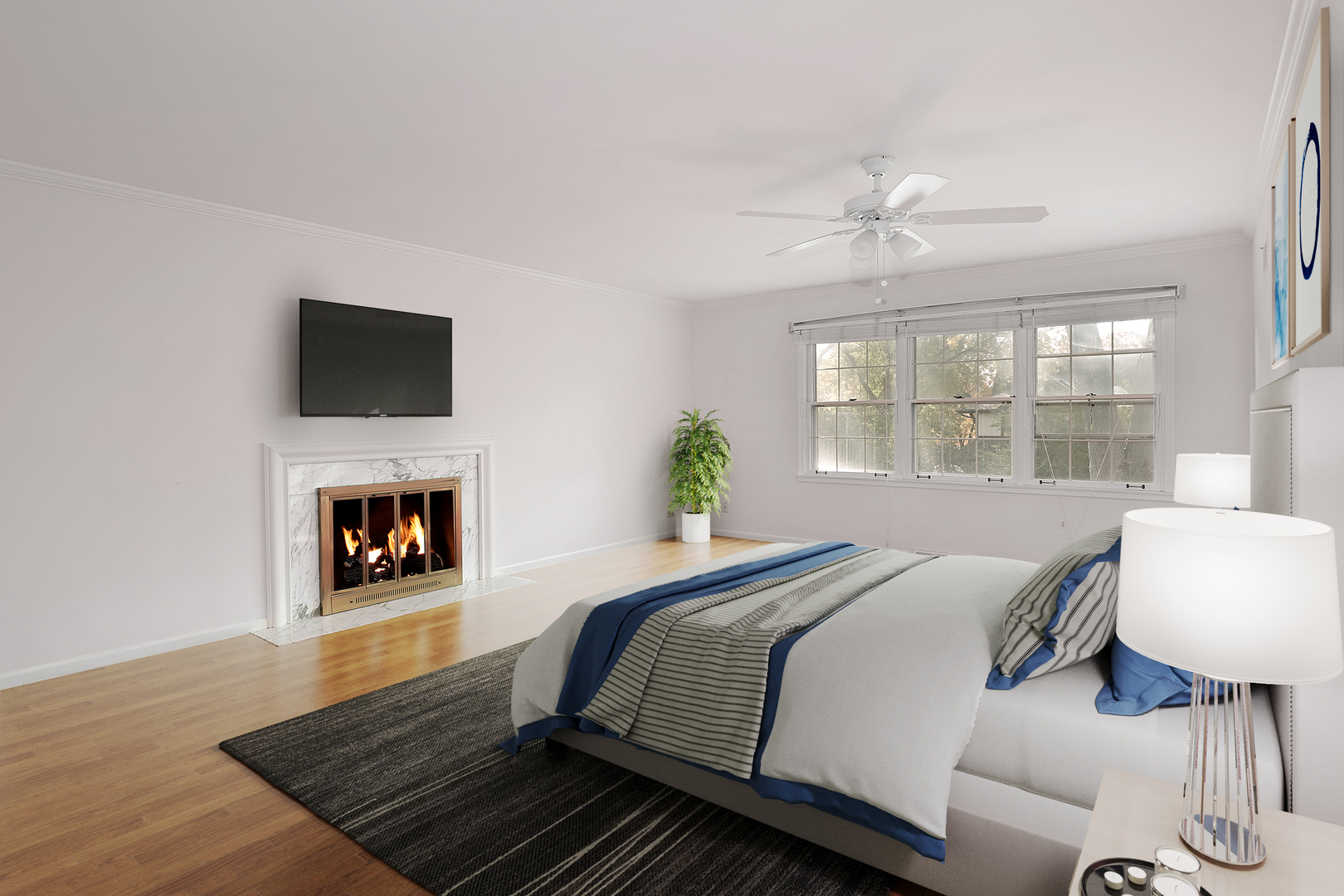 3815 Bordeaux Drive Northbrook, IL 60062 - Photo 20 of 56 a bedroom with a bed and a fireplace