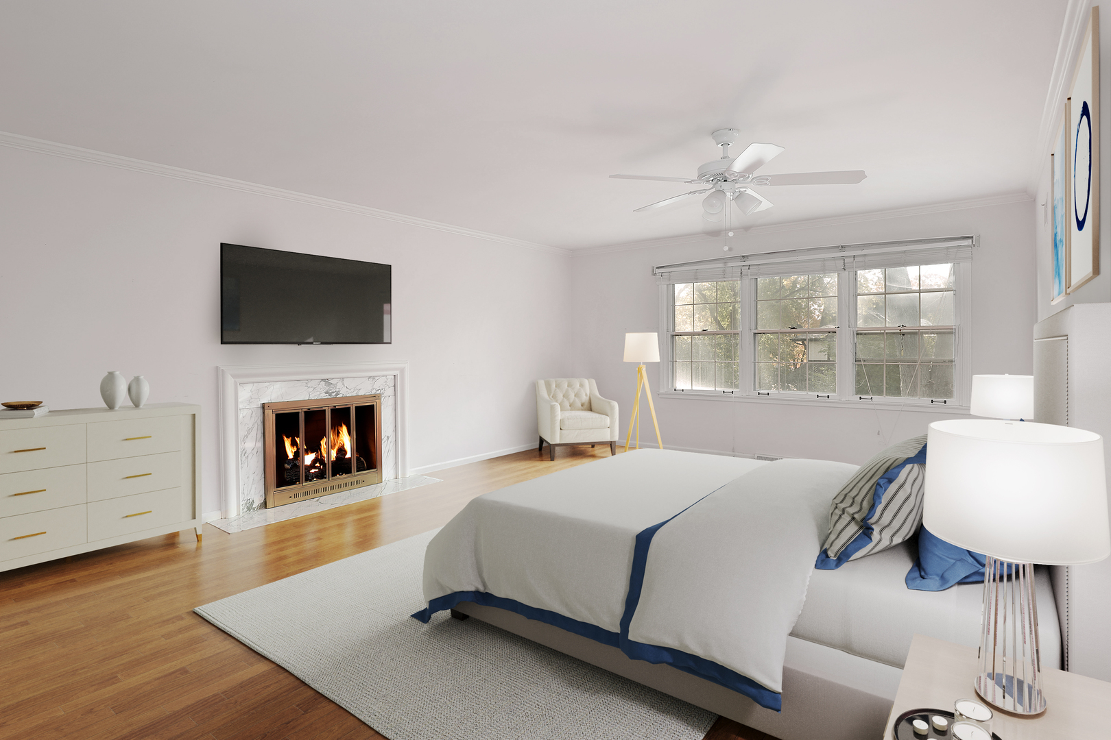 3815 Bordeaux Drive Northbrook, IL 60062 - Photo 56 of 56 a bedroom with a bed and a fireplace