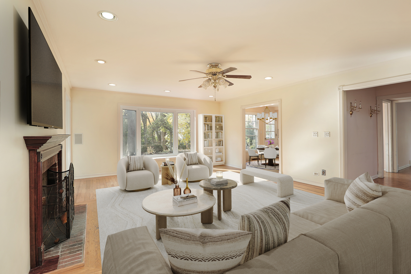 3815 Bordeaux Drive Northbrook, IL 60062 - Photo 9 of 56 a living room with furniture a fireplace and a flat screen tv