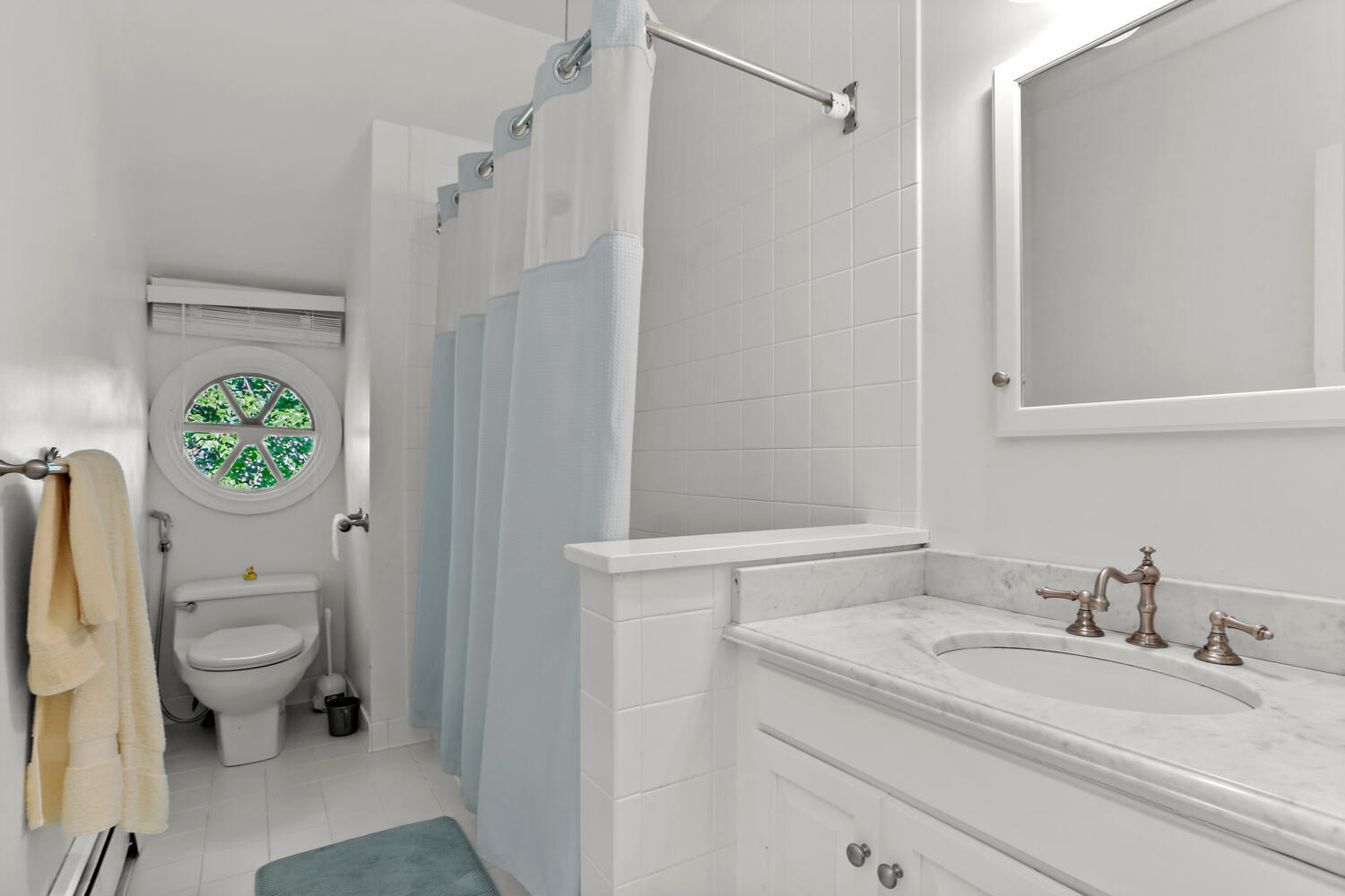 110 Gower Road New Canaan, CT 06840 - Photo 22 of 39 a bathroom with a granite countertop sink mirror vanity and toilet