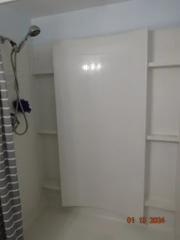 a bathroom with a shower
