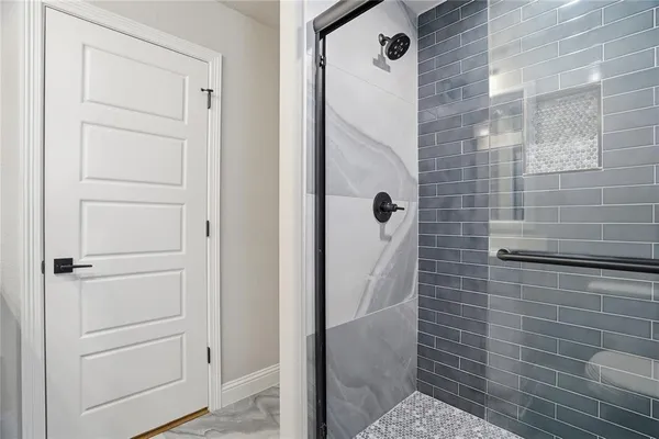 a bathroom with a shower