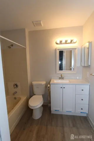 a bathroom with a double vanity sink mirror and toilet
