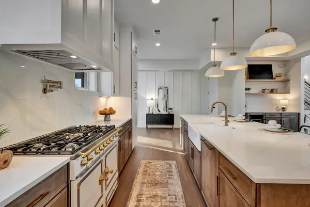 a dining room with furniture