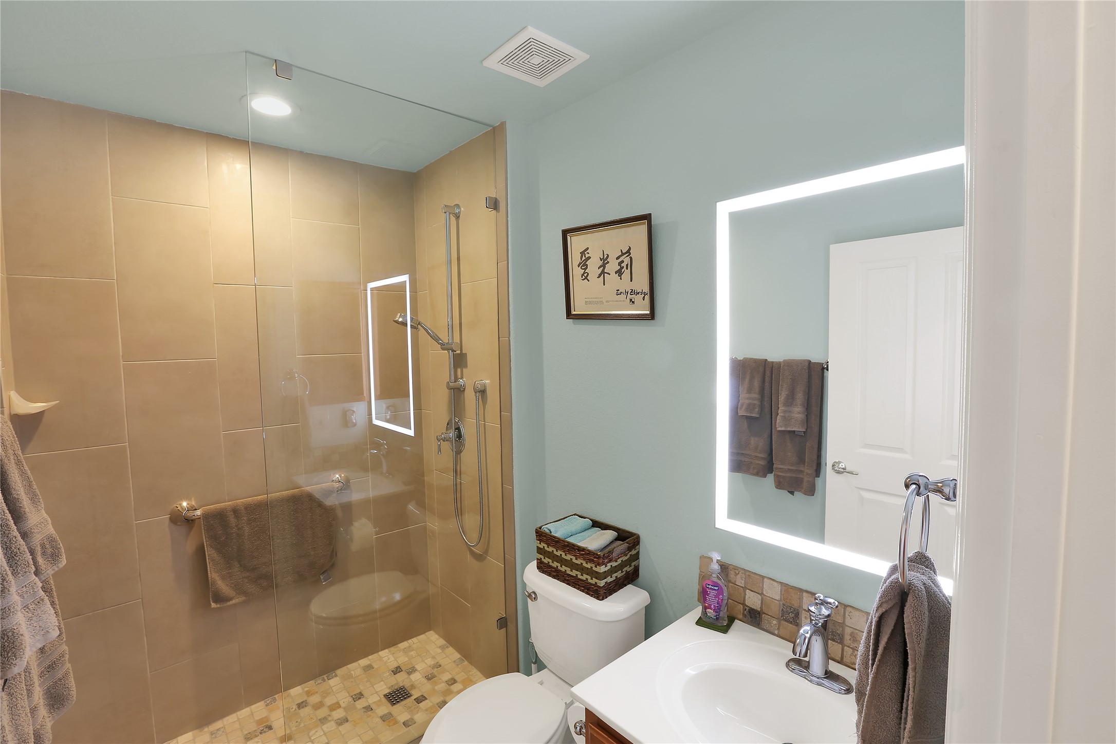 104 Sheldon Lake Drive Georgetown, TX 78633 - Photo 22 of 40 a bathroom with a sink a toilet and shower