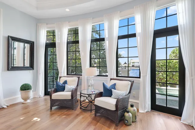 a view of a terrace with sitting area