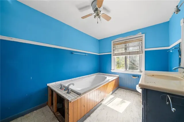 an empty room with windows