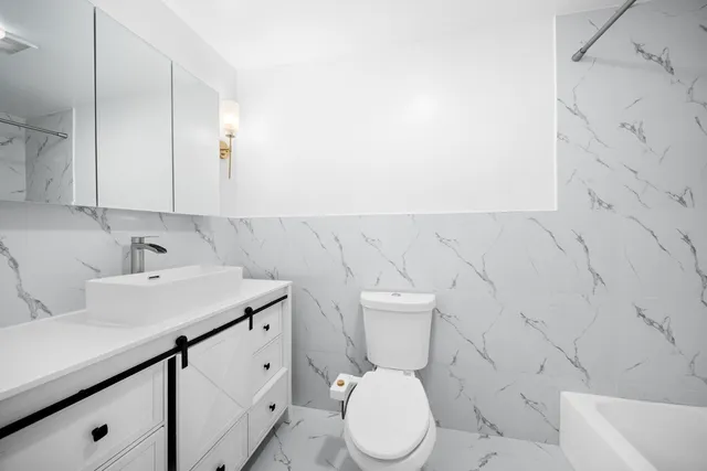 a bathroom with a sink toilet and vanity