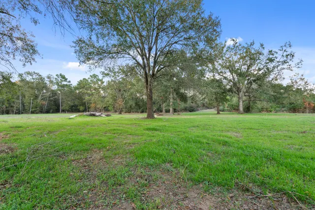 a view of grassy field with benches