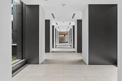 a view of a hallway with a elevator