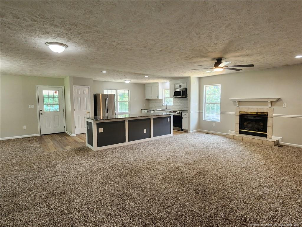5444 Rockfish Road Raeford, NC 28376 - Photo 3 of 37 a view of a kitchen with a sink and a fireplace
