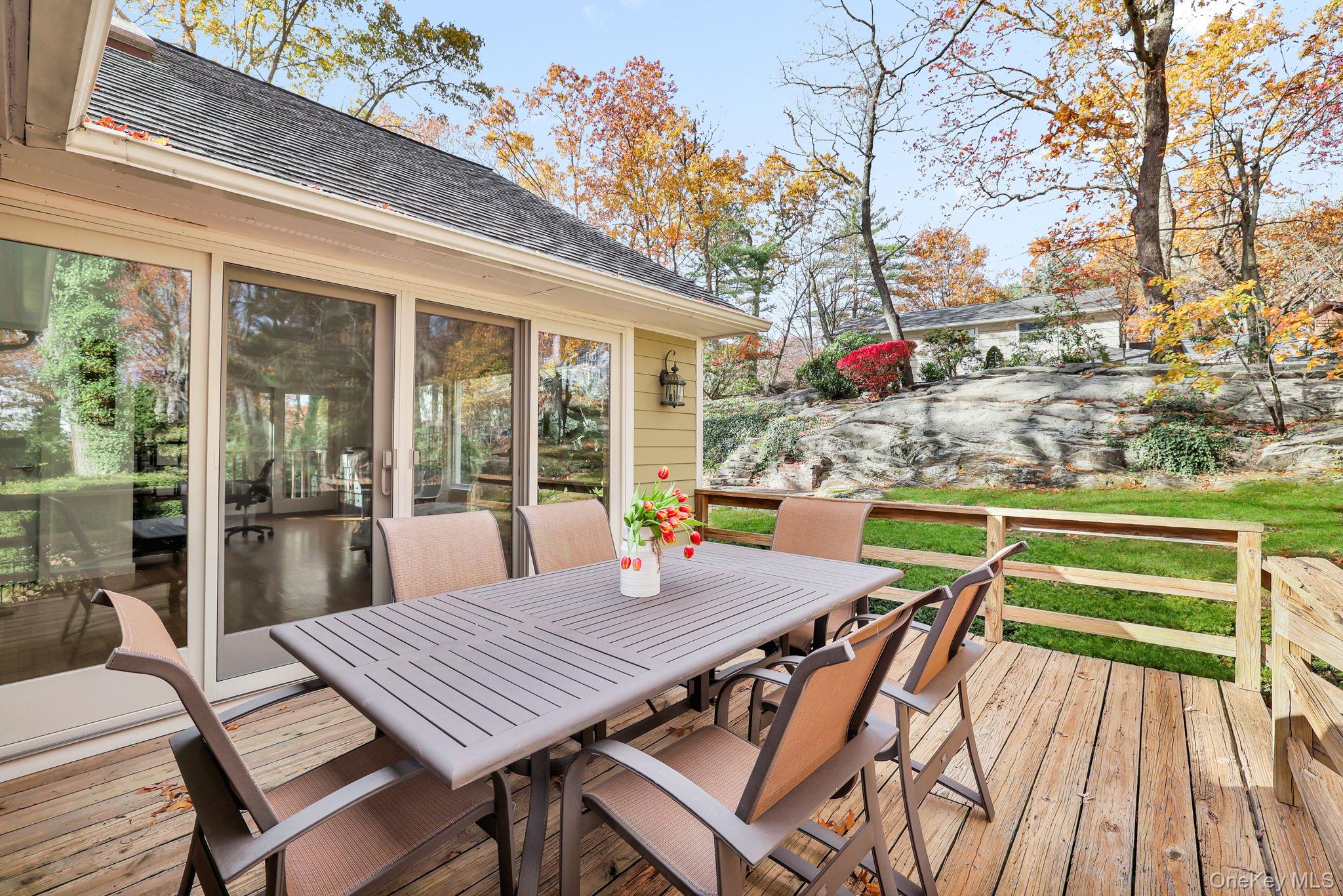 331 Old Colony Road Hartsdale, NY 10530 - Photo 38 of 45 a view of a patio with table and chairs and wooden floor