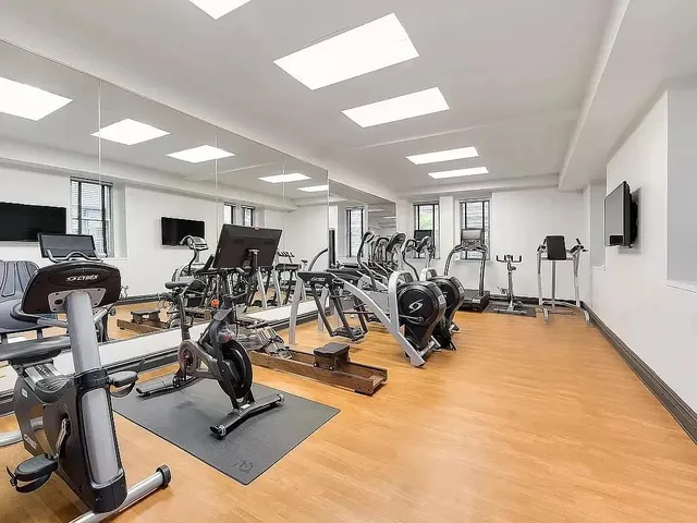 a view of a room with gym equipment