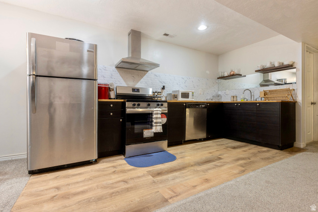 11751 Lake Run Road South Jordan, UT 84009 - Photo 27 of 38 Kitchenette featuring stainless steel appliances including a refrigerator, range, and dishwasher