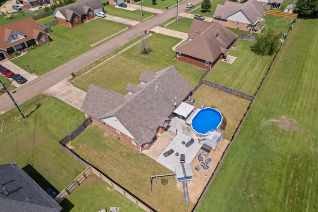 an aerial view of a house
