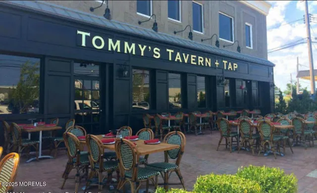 a view of a hall with a sign on it