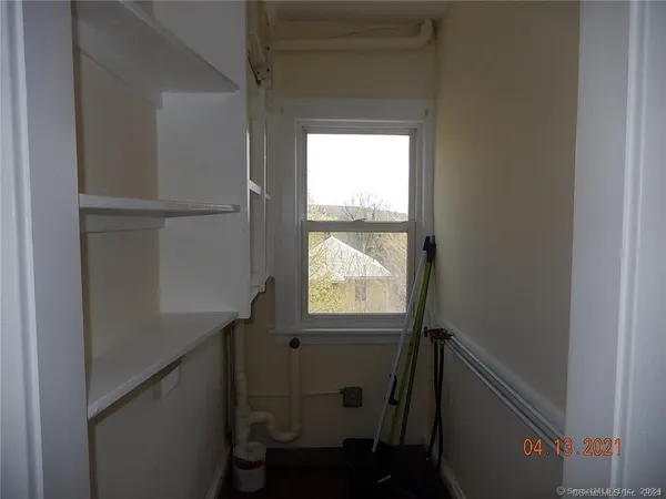 a bathroom with a window