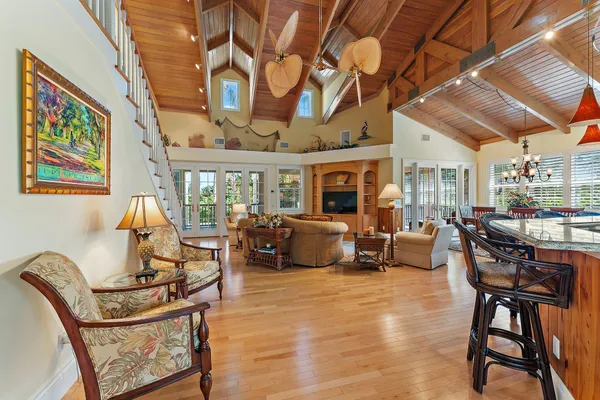 a living room with furniture
