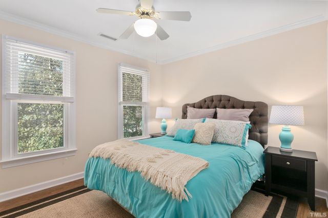 a bedroom with a bed