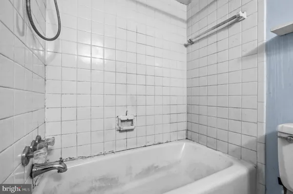 a bathroom with a bathtub