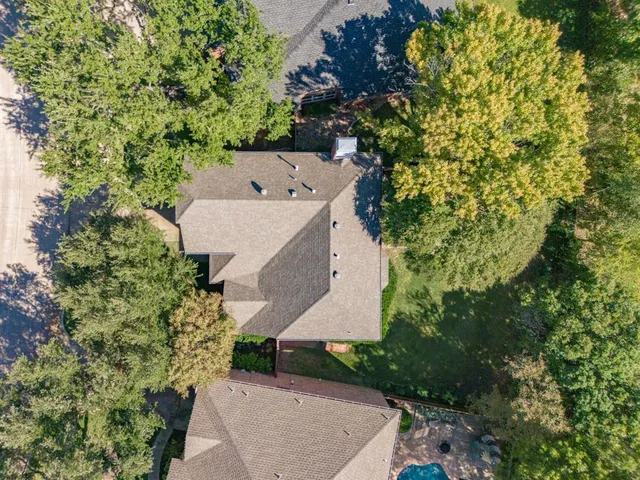 an aerial view of a house