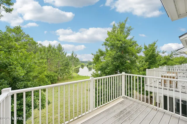 a view of a wooden roof deck