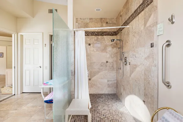 a bathroom with a shower