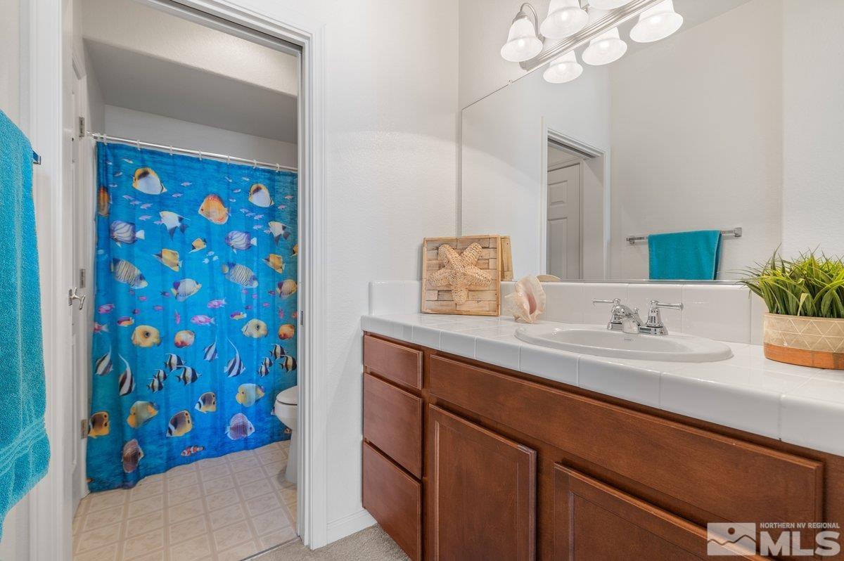 2160 Stanhope Lane Reno, NV 89502 - Photo 24 of 31 a bathroom with a sink a mirror and a shower