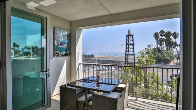 a view of roof deck with furniture