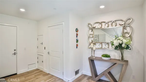 a view of room with stairs and a window