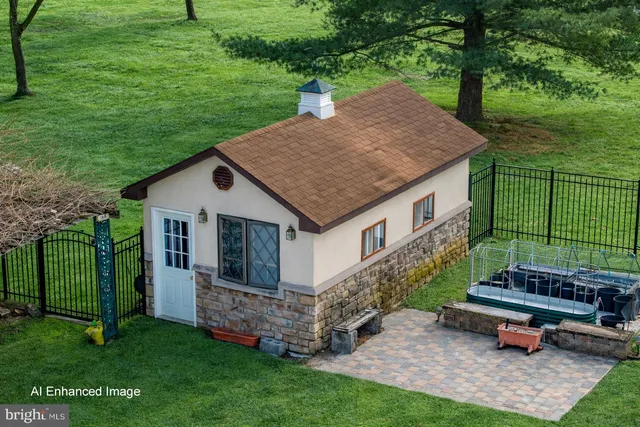 a view of a backyard with plants and a garden