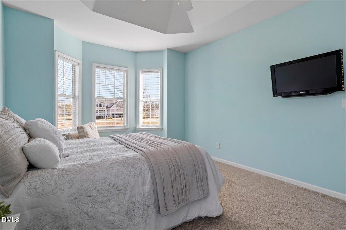 119 Victory Circle Willow Spring, NC 27592 - Photo 11 of 33 a bedroom with a bed and flat screen tv