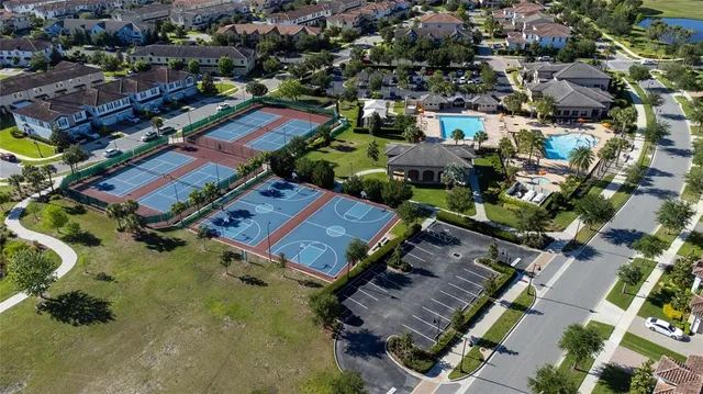 an aerial view of a city with lots of residential buildings