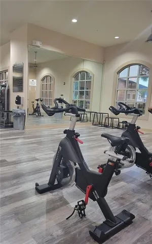 a view of a room with gym equipment