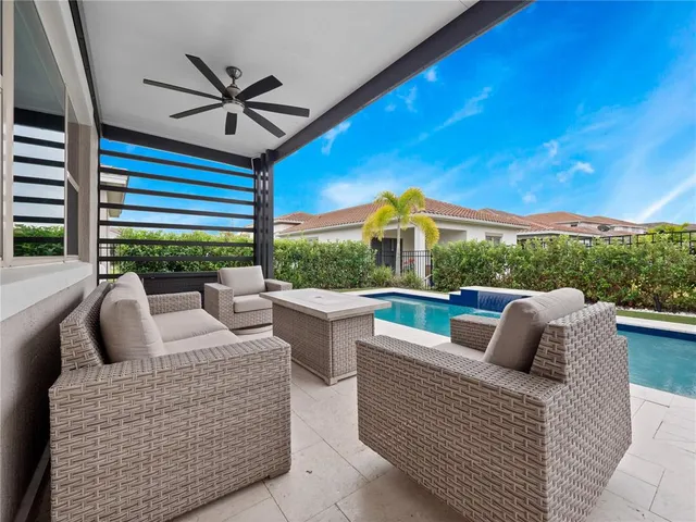 a view of porch with seating space